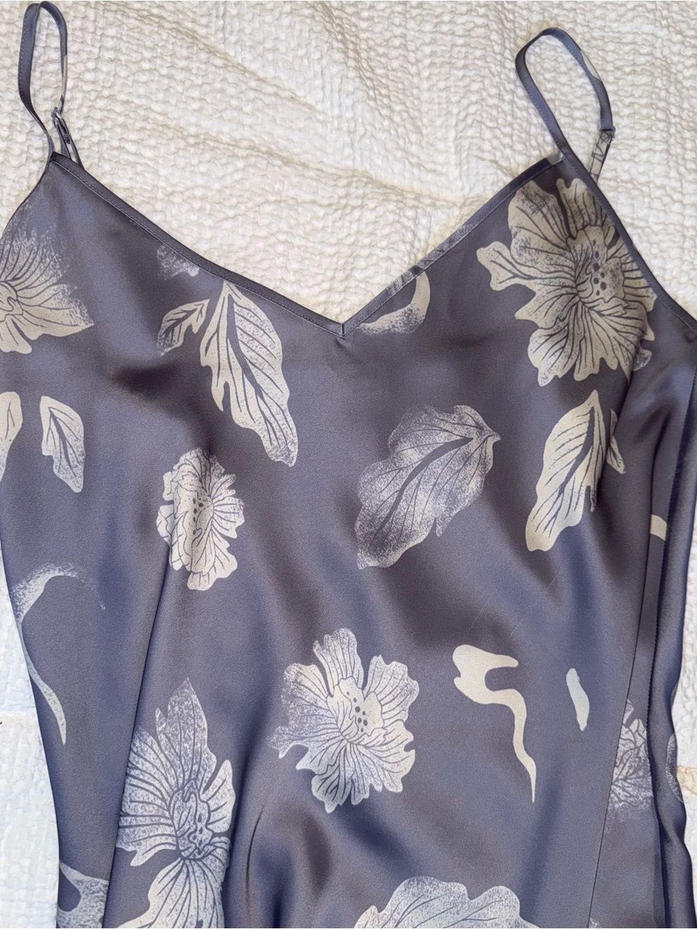 Wilfred Gray Floral Midi Slip Dress with Cream Print - Picture 3 of 3